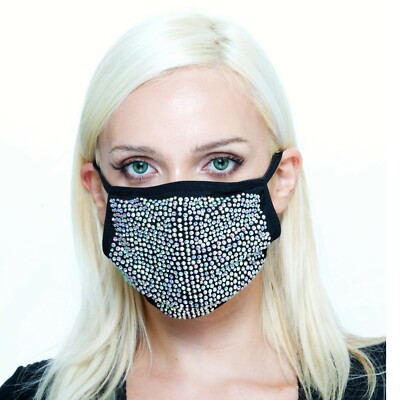 Rhinestone Face Mask Bling Crystal + 5 Layers Pm 2.5 Filter - US Stock  