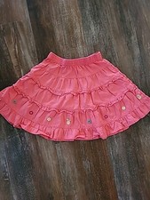 Gymboree Peach W/embroidered Flowers Pineapples. cotton Girls skirt Size 3