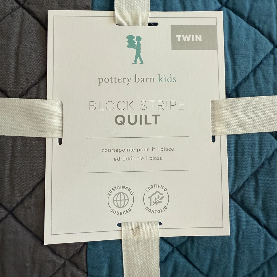 JUEGO DE COLCHA DOBLE A RAYAS DE BLOQUE PARA NIÑOS DE GRANERO DE CERÁMICA Y FARSA EURO ~ AZUL MARINO, ROJO, AZUL Foto 4 de 4