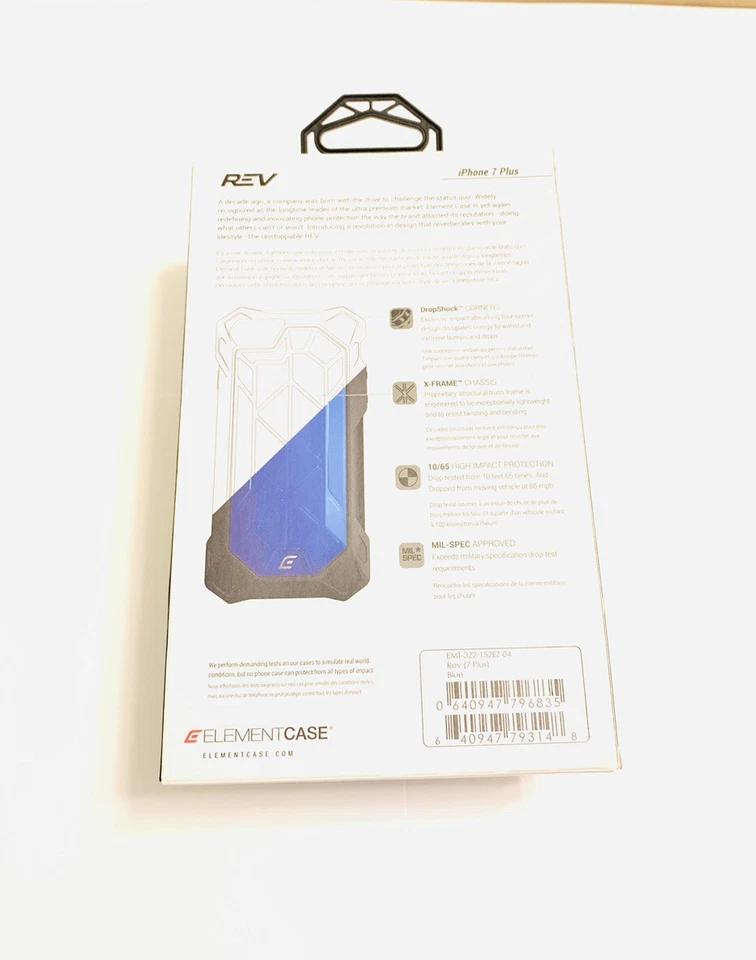 Funda/Funda Resistente ElementCase REV para Apple iPhone 7+/8+ Plus en Azul/Negro Foto 4 de 4