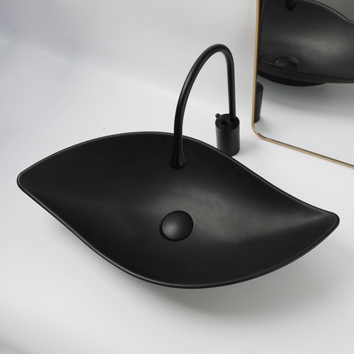 Stone Resin Bathroom Vessel Sink Basin Bowl Black Mixer Faucet Drain Tap - Picture 12 of 52