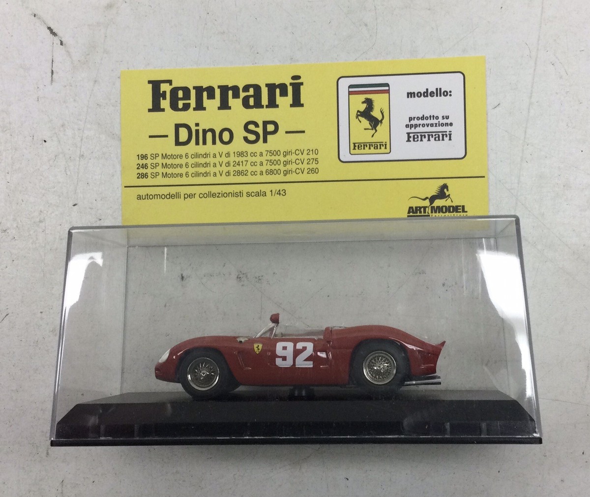 ART MODEL Ferrari Dino SP 1/43 赤 ART MODEL 1:43 - FERRARI DINO SP - NURBURGRING 1962 HILL