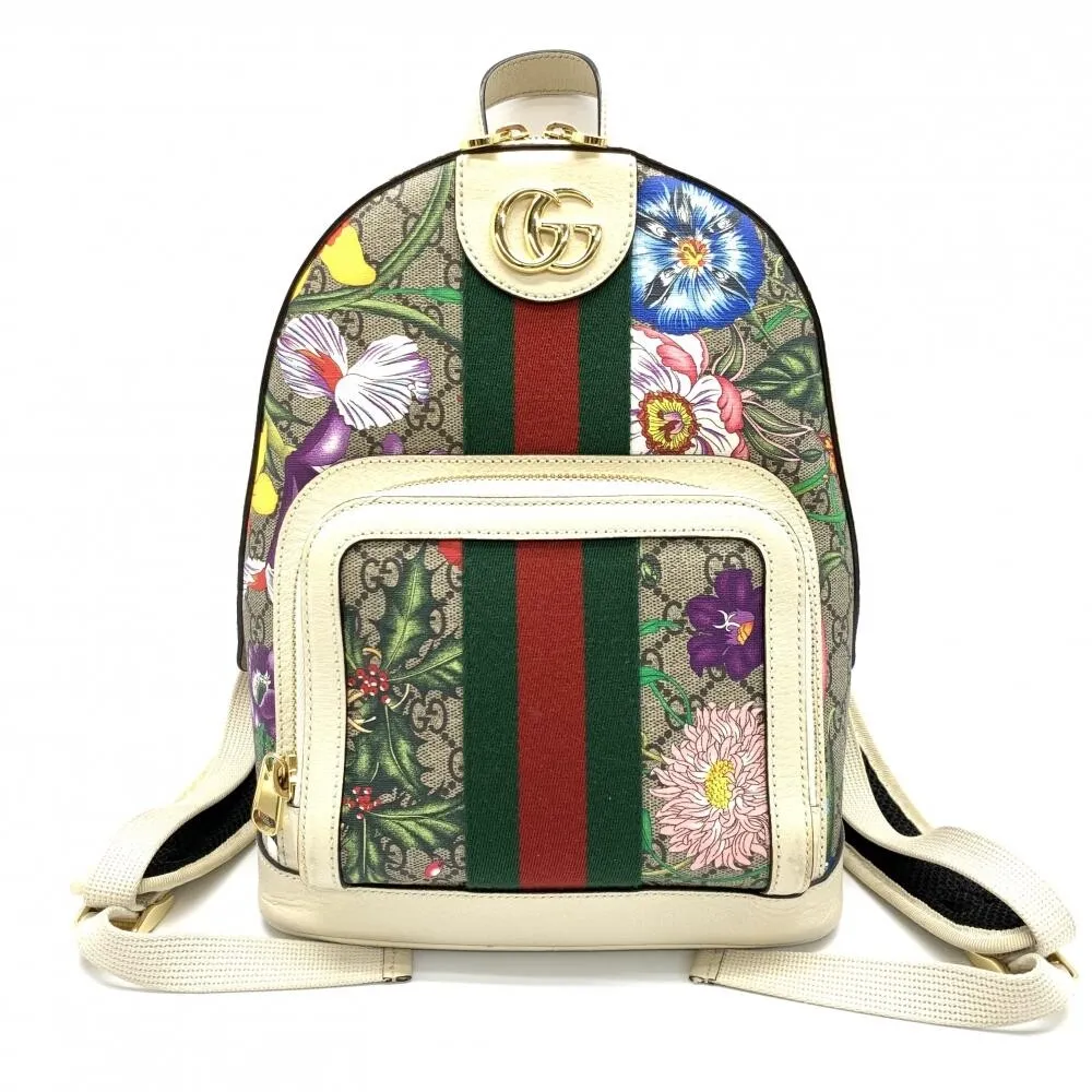 Maleri Stavning Økologi GUCCI Ophidia GG Supreme Small Backpack/Flora 547965 Multi Cotton Backpack  | eBay
