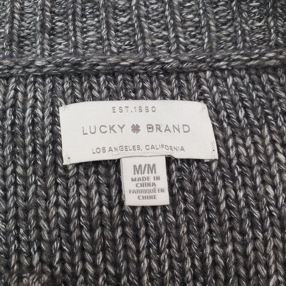 Suéter Lucky Brand Mujer Gris Medio Mezcla de Lana Cable Tejido Cárdigan Globo Foto 4 de 4