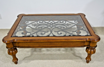 Ethan Allen Tuscany Coffee Table Devereaux Iron Grille Beveled #32