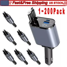 Retractable Car Charger 4in1 Fast Car Phone 16 Charger 120W USB Type C Cable Lot