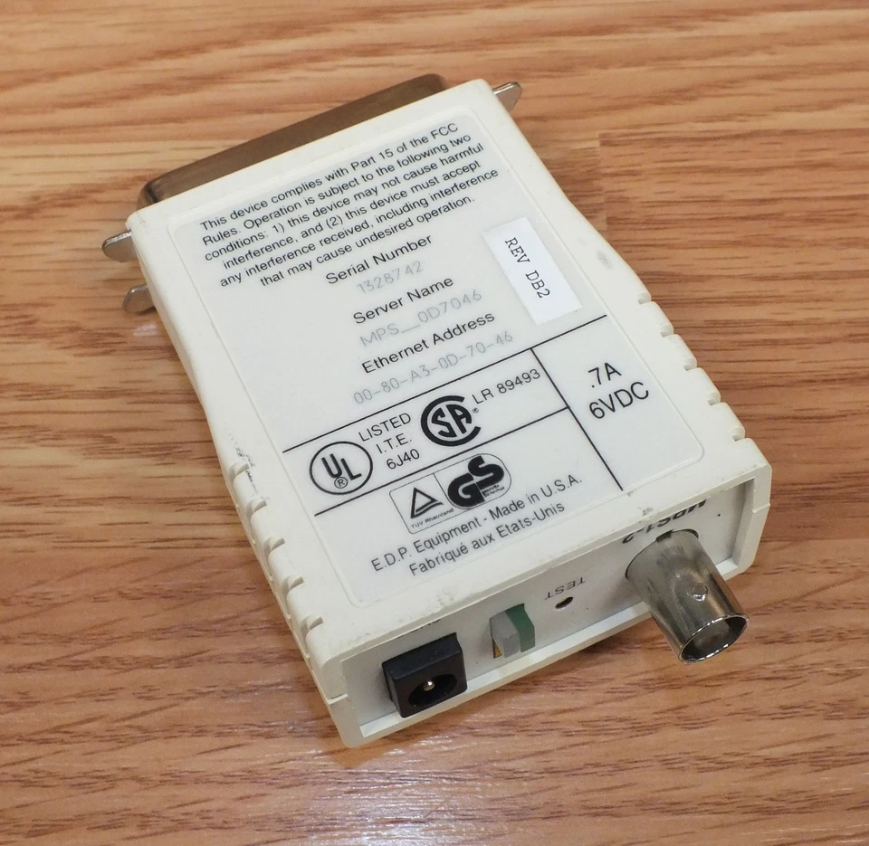 Lantronix (MPS1) Ethernet Micro Print Server Adapter with AC Power Supply *READ* - Image 3 of 4