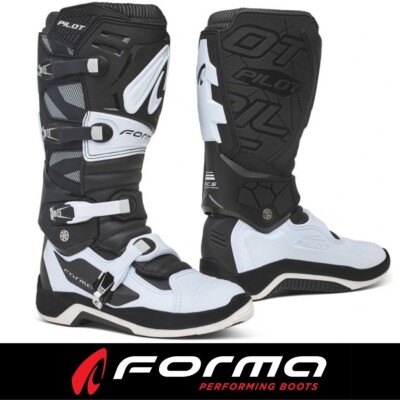2024 MX Boots Forma Pilot PRO Motocross & Enduro Boots - Black White  UK9