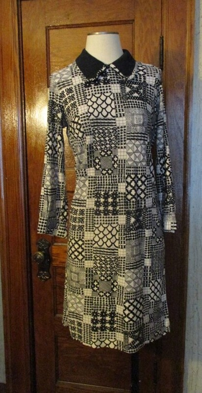 VINTAGE 60-70s MOD Silky SHIRT DRESS Retro 1920s Flapper Sz 5-6