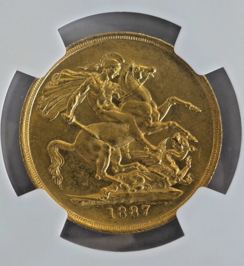 Very Rare UK 1887 Great Britain 2 Sovereign ENGLAND QUEEN VICTORIA