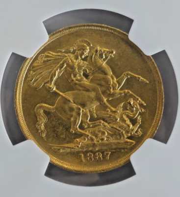 Very Rare UK 1887 Great Britain 2 Sovereign ENGLAND QUEEN VICTORIA