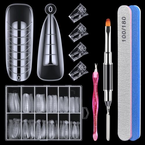 144 Pcs Nail Forms MORGLES 2 Sizes Poly Extension Gel Dual Forms Coffin Nails...