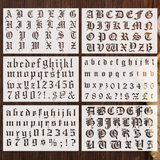 8 Pieces Letter Stencils Old English Reusable Plastic Calligraphy Letter Numeral