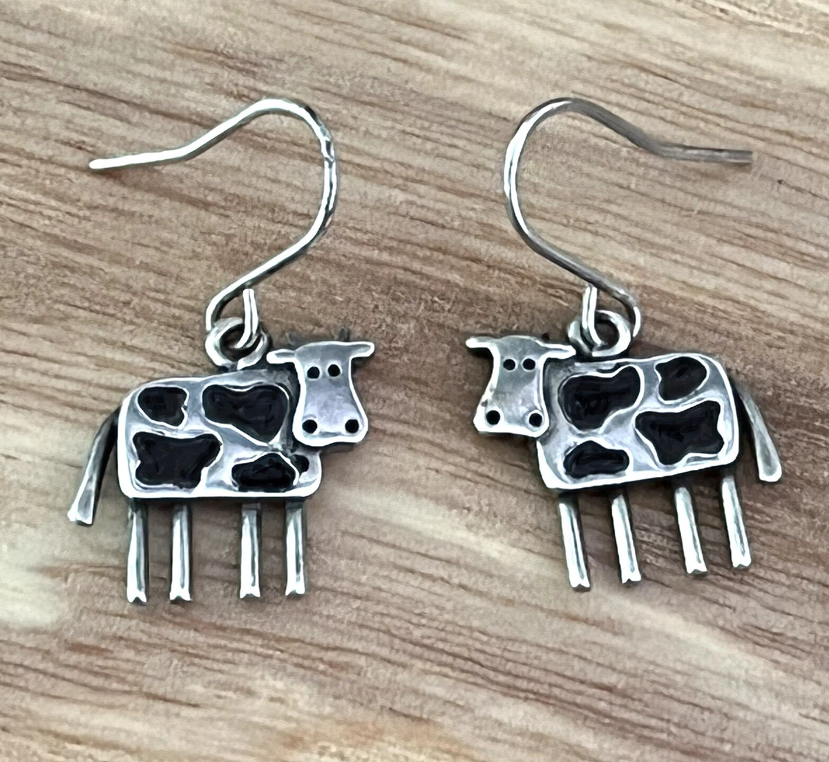 925 Sterling Silver Cow Earrings By Stick Man