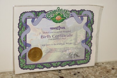 Cabbage Patch Kids- TRU Toys R US Birth Certificate/Adoption Papers