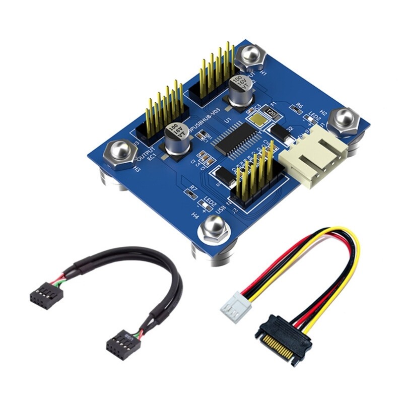 USB 2.0 9-Pin Motherboard Port Expander with Dual Connectors Splitter Adapter