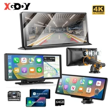 XGODY 4K+1080P Touch Dash Cam Car Stereo Wireless Apple Carplay & Android Auto
