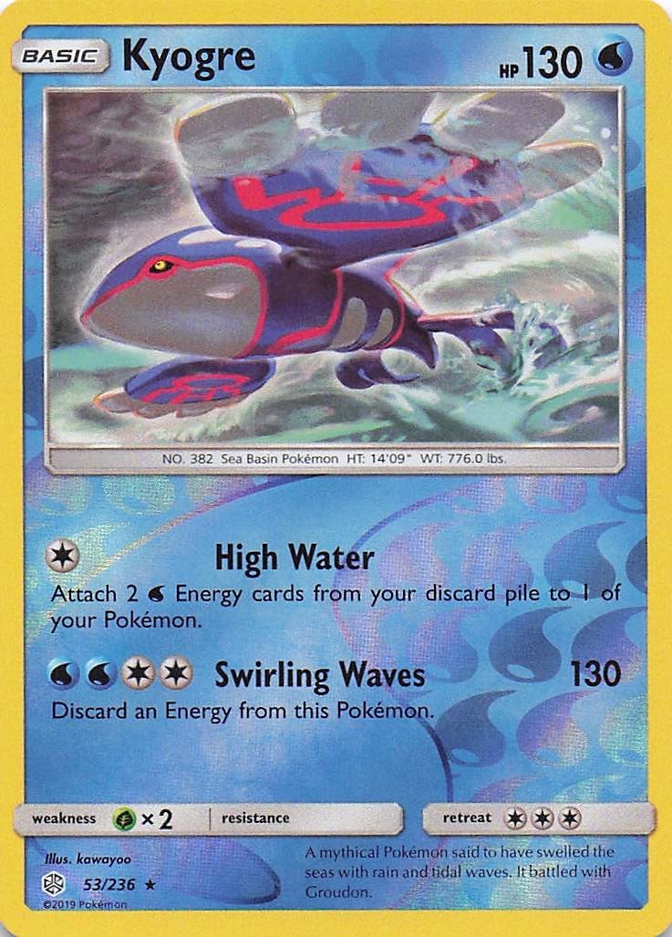 Kyogre 53/236 Rare Cosmic Eclipse Pokemon Reverse Holo Near Mint