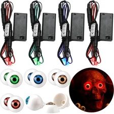 Lenwen 8 Pack Halloween Glowing LED Eyes with Controller & Plastic Eyeballs B...
