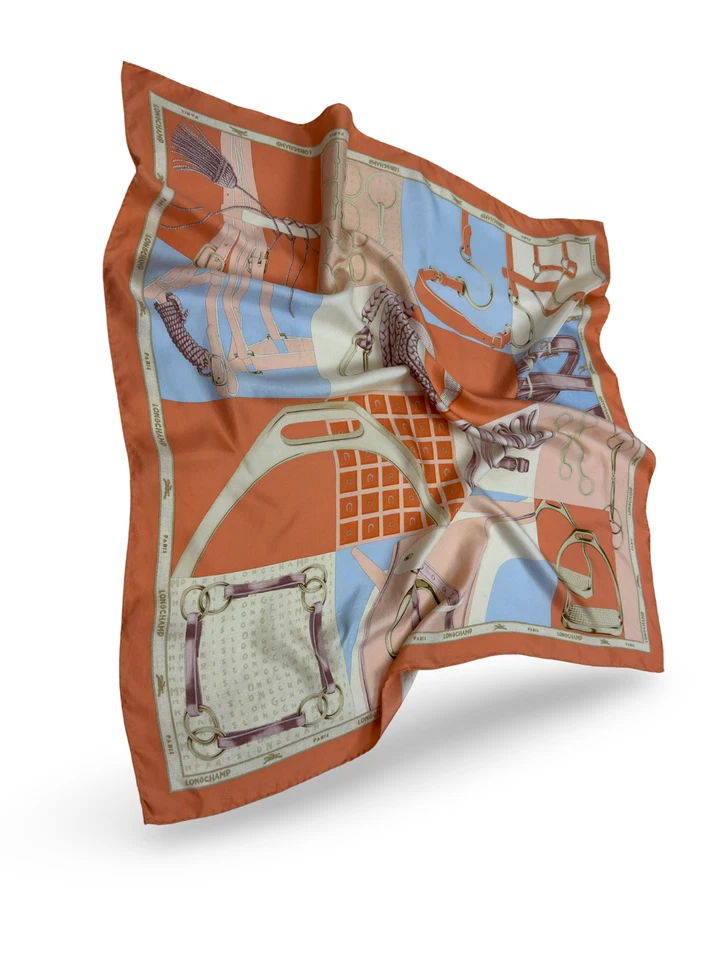 Longchamp Silk Scarf Vintage Horsebit Tassel Printed - Image 2 of 4