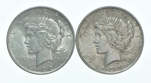 1922 & 1923 Peace Silver Dollar $1 Bullion Collection Lot *144