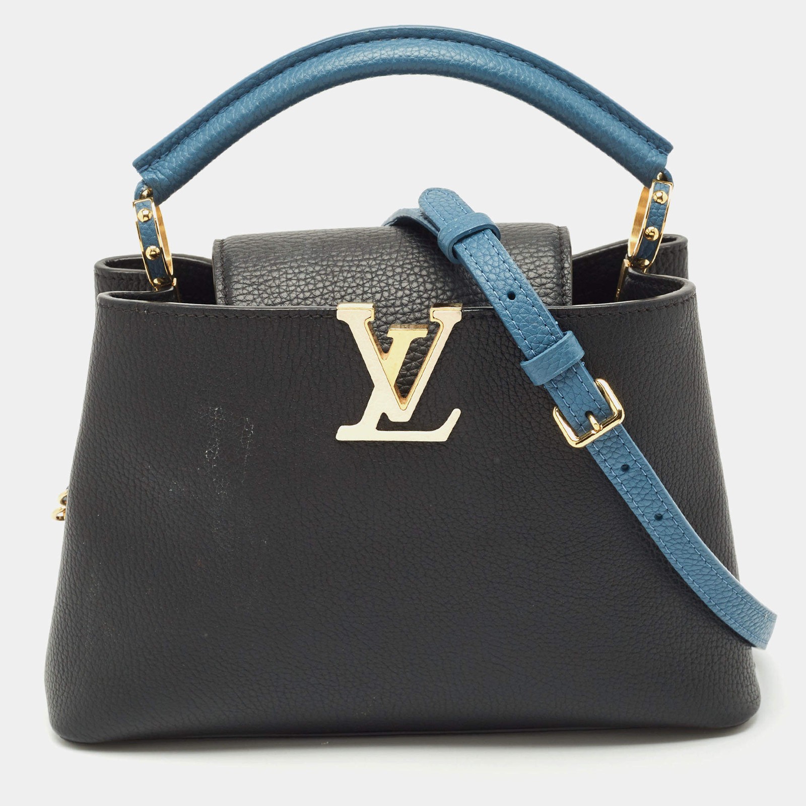 Louis Vuitton BlackBlue Taurillon Leather Capucines BB Bag
