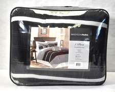 Madison Park 7 Piece Queen Size Comforter Set Bedding Black Finish MP10-423