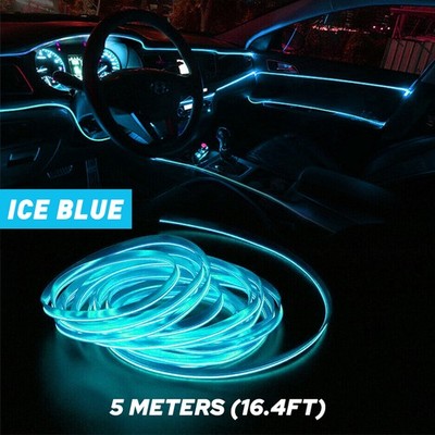 USB Ice Blue 5M Cold Light Line Decor Atmosphere Wire Lamp Strip Car Accessories