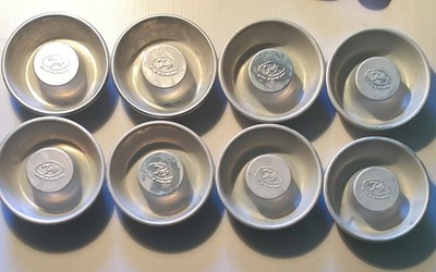 TALA SILBER ELOXIERT 8ER SET MINI SAVARIN DOSEN 10 CM RETRO KUCHENFORMEN RUM BABA