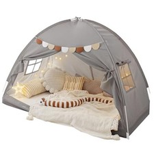 Bed Tent Bed Canopy Bunk Twin Size for Kids, Kids Tent Floor Indoor Grey