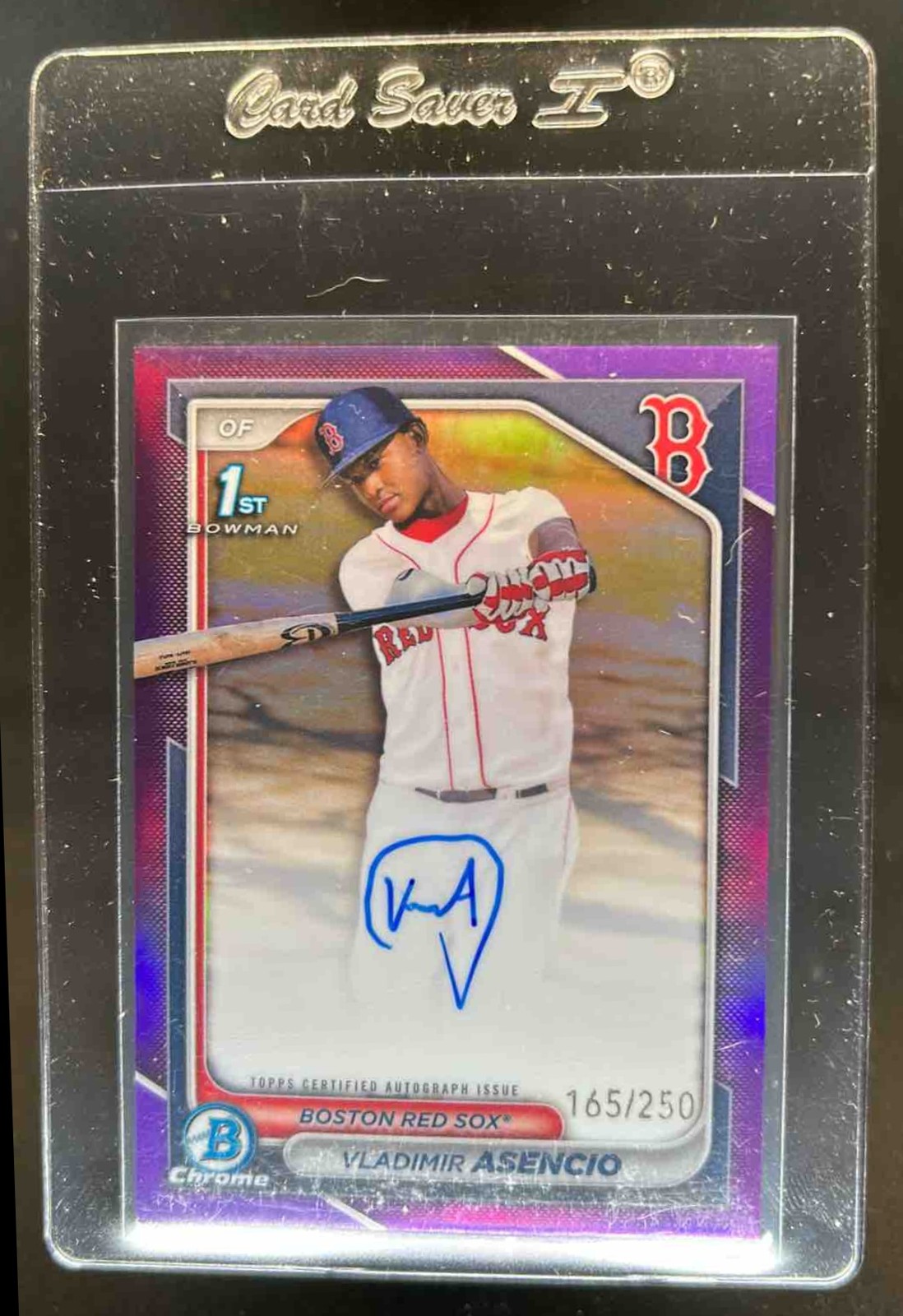 2024 Bowman Chrome Vladimir Asencio Auto Purple Refractor 1ST #165/250