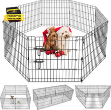 Puppy Pet Playpen 8 Panel 24 Inch Indoor Outdoor Metal Portable Folding Animal E