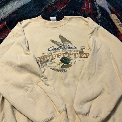 Vintage Y2K Cabelas Outfitters Gildan Crewneck Duck Hunters Guide Mens XL Yellow