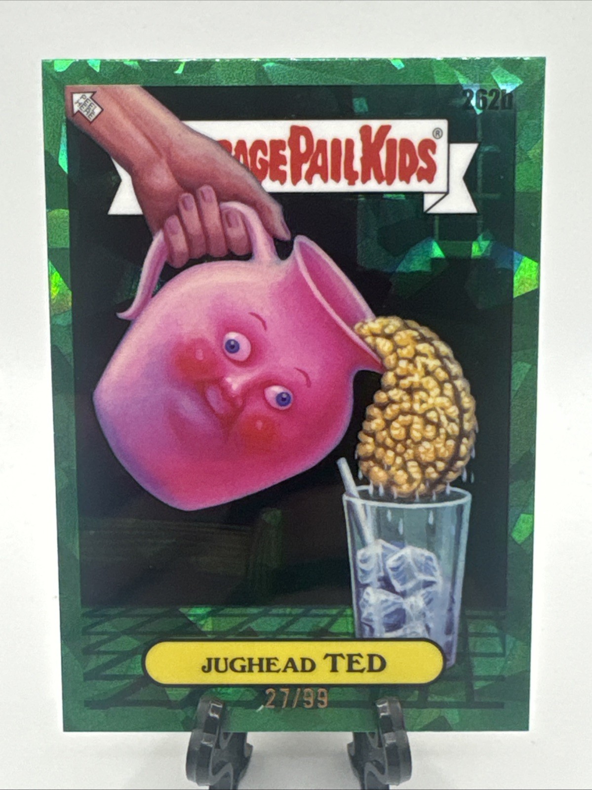 2024 Topps Garbage Pail Kids Chrome Green Sapphire #262b Jughead Ted front