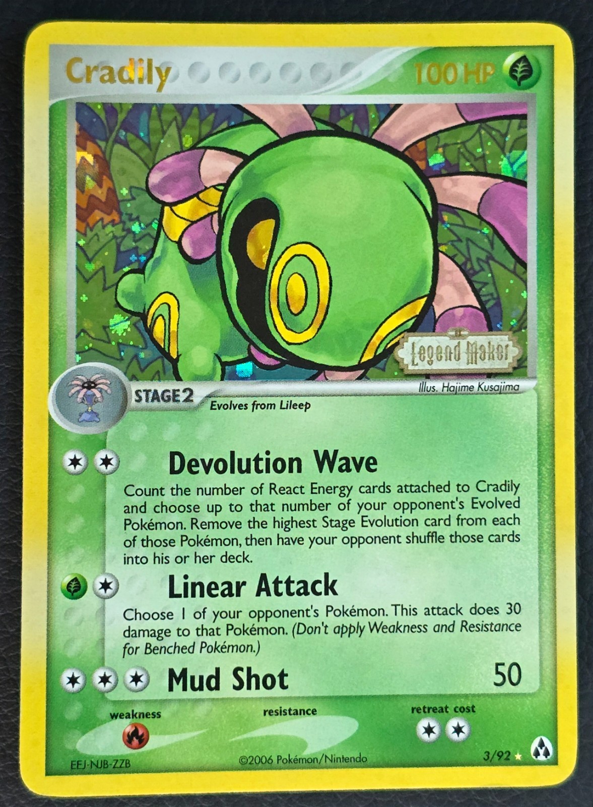 Pokemon Card - Cradily Legend Maker 3/92 Reverse Holo Stamped LP