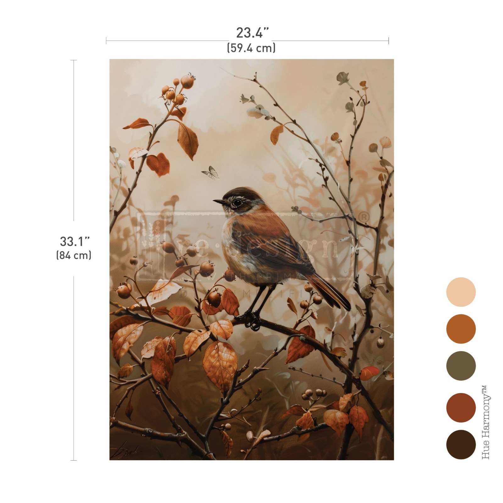 ReDesign Prima SUNLIT SONGBIRD A1 Fiber Decoupage Paper Furniture 23.4x33.1 in