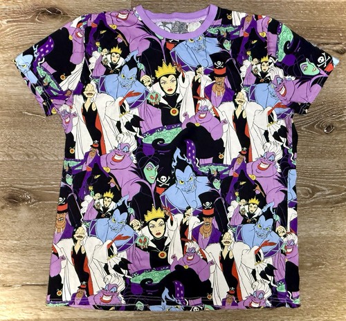 Disney Villains T-shirt Cakeworthy All Over Print Dbl Side Purple Sz XL Unisex