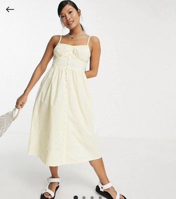 Influence Cream Button Front Midi Sundress NWT XL / Size 12