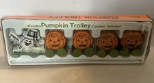 Tren portavelas carro calabaza madera vintage Kmart Halloween (BR)