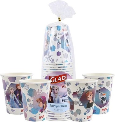 Soak Proof Kids Paper Cups - Frozen Design, 9oz Sturdy Drinkware, 24 Pack