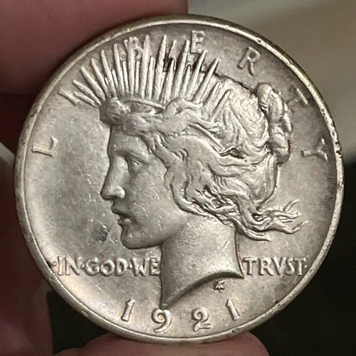 1921 Peace Silver Dollar $1 High Relief Coin VF/XF Details (cleaned)