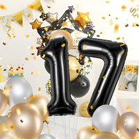 17 Geburtstag Deko Zahlen Luftballon 17 Jahre | Folienballon Schwarz - FüR 17. G