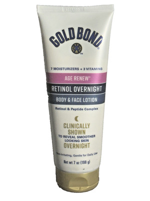 Gold Bond Age Renew Retinol Overnight Body and Face Lotion 7oz Retinol Peptide