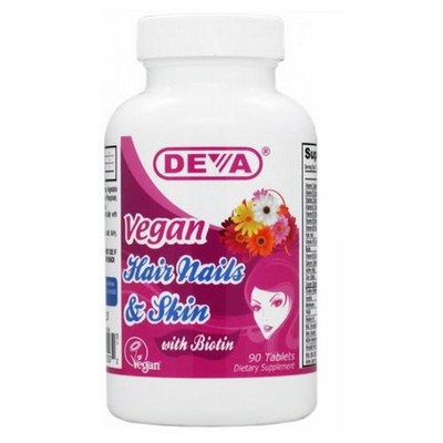 Vegan Hair-Nails-Skin Support  90 tabs By Deva Vegan Vitamins