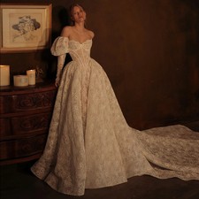 Elegant Lace Wedding Dresses Sweetheart Court Train Royal Princess Bride Gown