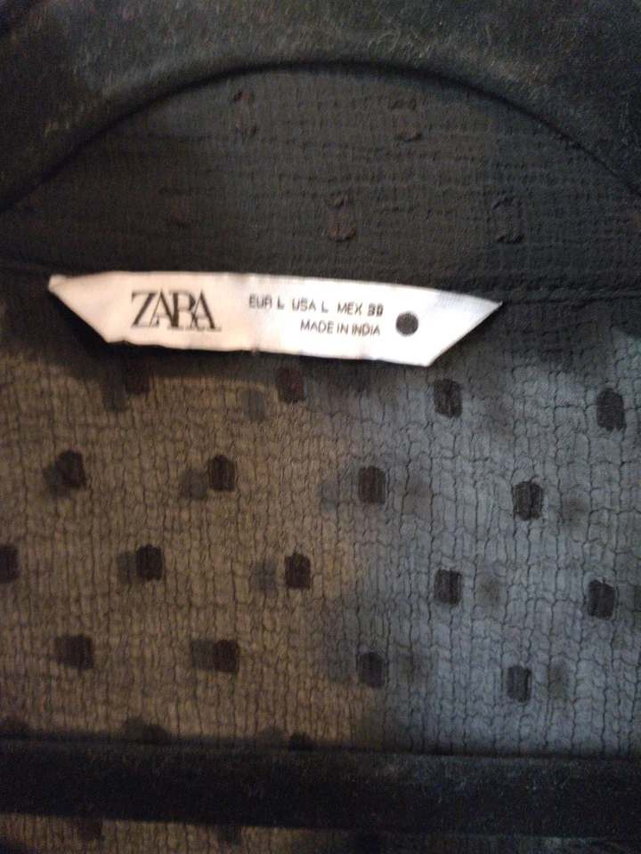 Blusa de malla transparente ZARA talla L volantes caprichoso hada grunge moño Foto 2 de 4