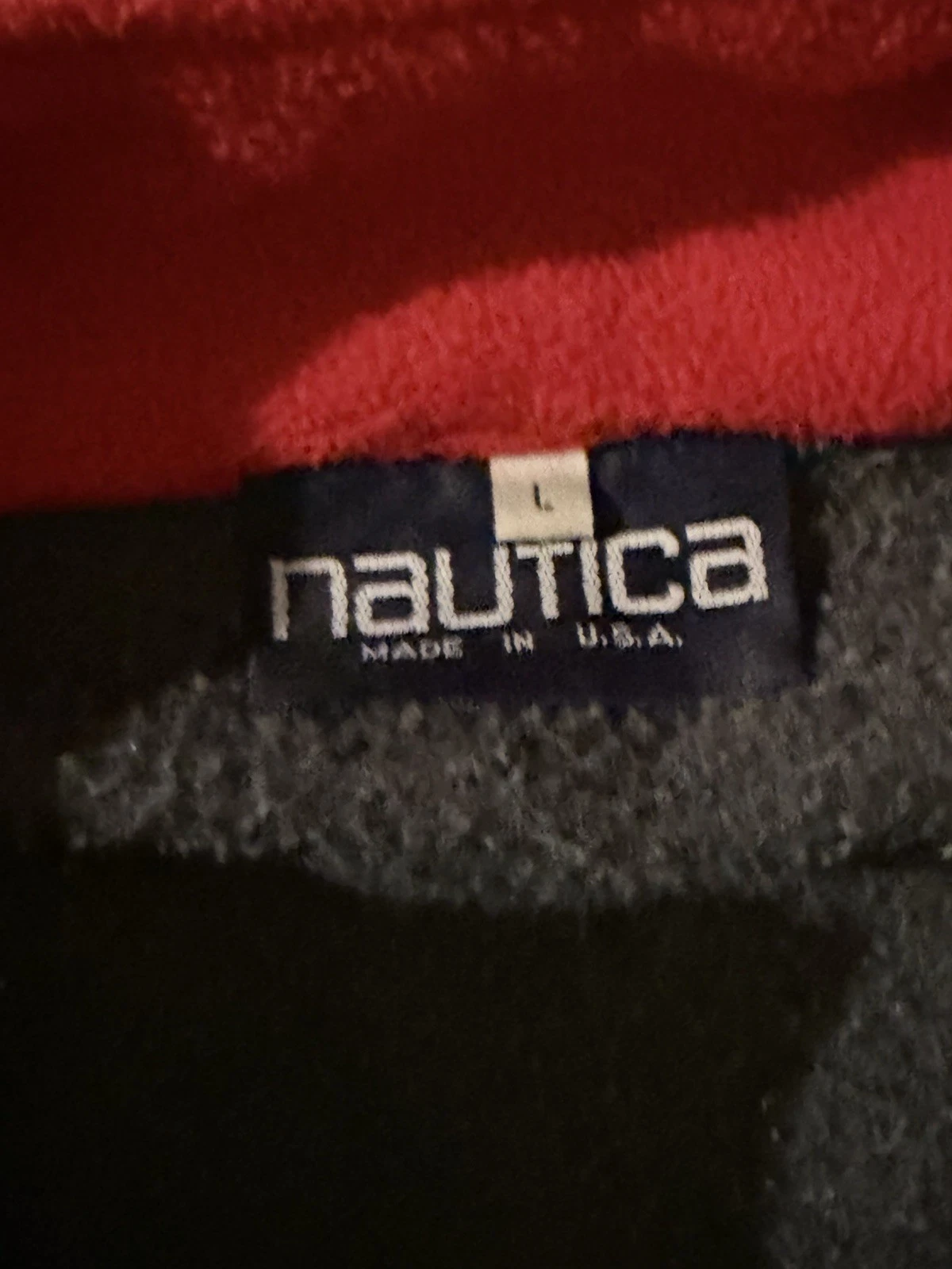 90s Nautica Men's L Black Fleece Quarter Zip Pullover Sweatshirt image 3
