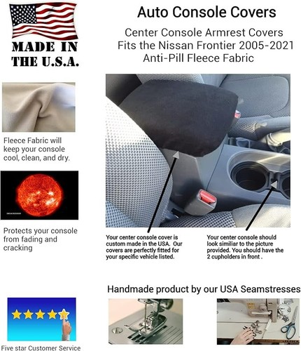 Auto Console Covers Armrest Cover Fits Nissan Frontier 2005-2021 Fleece Material - Picture 8 of 46