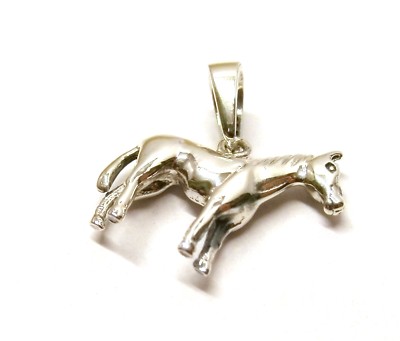 Handgefertigter 925 Sterling Silber 3D Pferd / Pony Anhänger ohne Kette verkauft