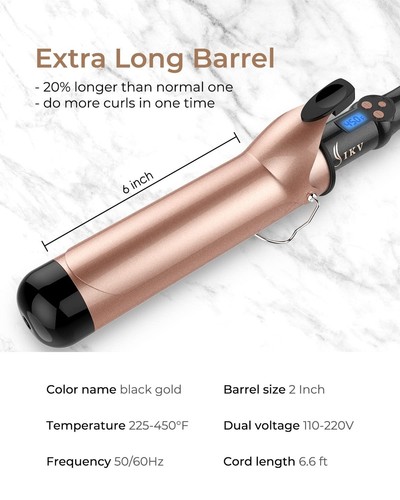 2 Inch Extra Long Barrel Curling Iron for Long Hair, Large Barrel Curling Wan... - Picture 5 of 7